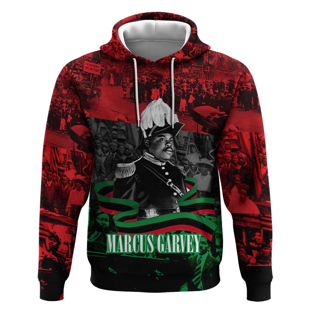 Marcus Garvey Hoodie Collage Design Progress Is the Attraction Quote Pan African Movement Tribute - African Pride