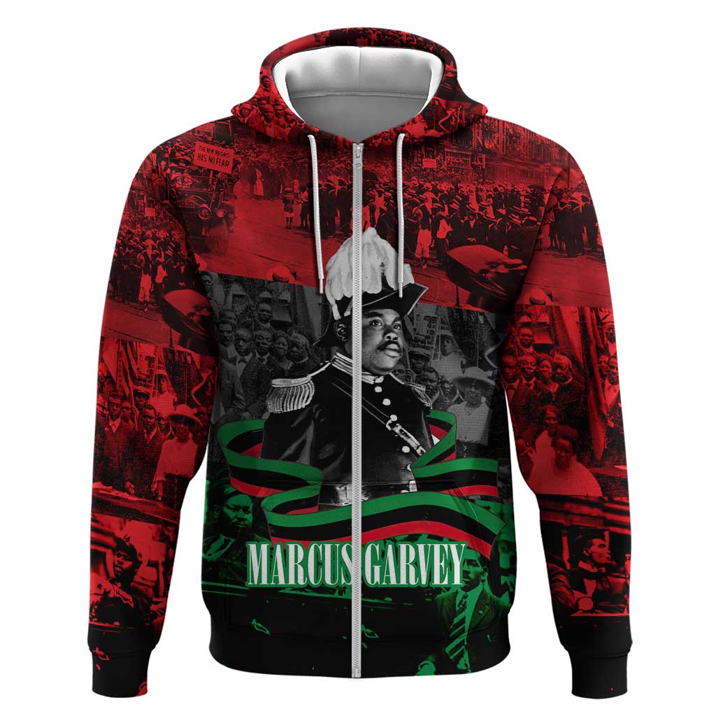 Marcus Garvey Hoodie Collage Design Progress Is the Attraction Quote Pan African Movement Tribute - African Pride
