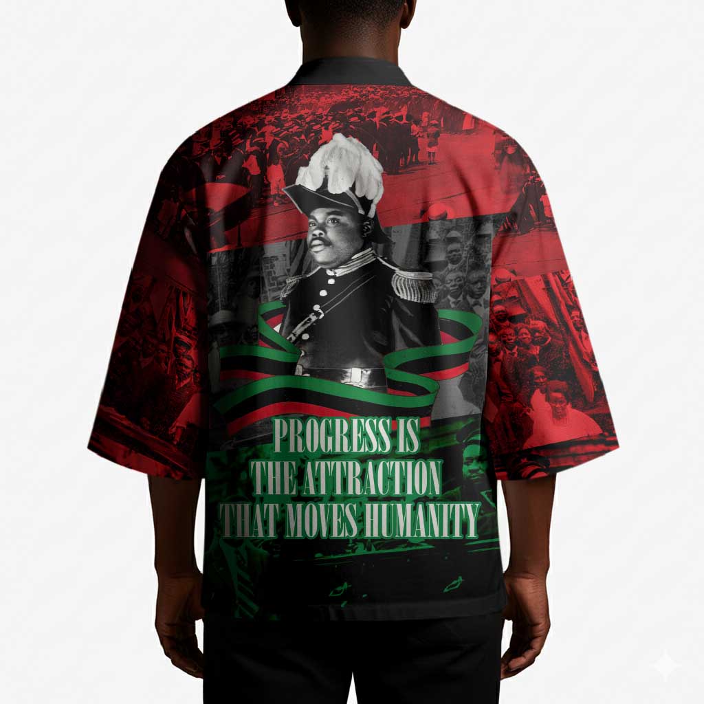 Marcus Garvey Kimono Collage Design Progress Is the Attraction Quote Pan African Movement Tribute - African Pride
