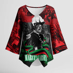 Marcus Garvey Kimono Sleeve Blouse Collage Design Progress Is the Attraction Quote Pan African Movement Tribute - African Pride