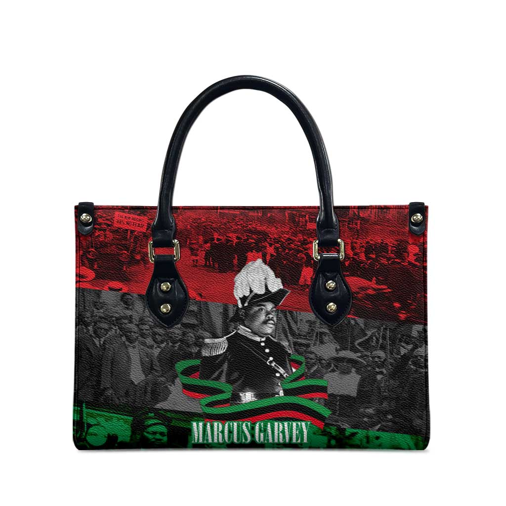 Marcus Garvey Leather Bag Collage Design Progress Is the Attraction Quote Pan African Movement Tribute - African Pride