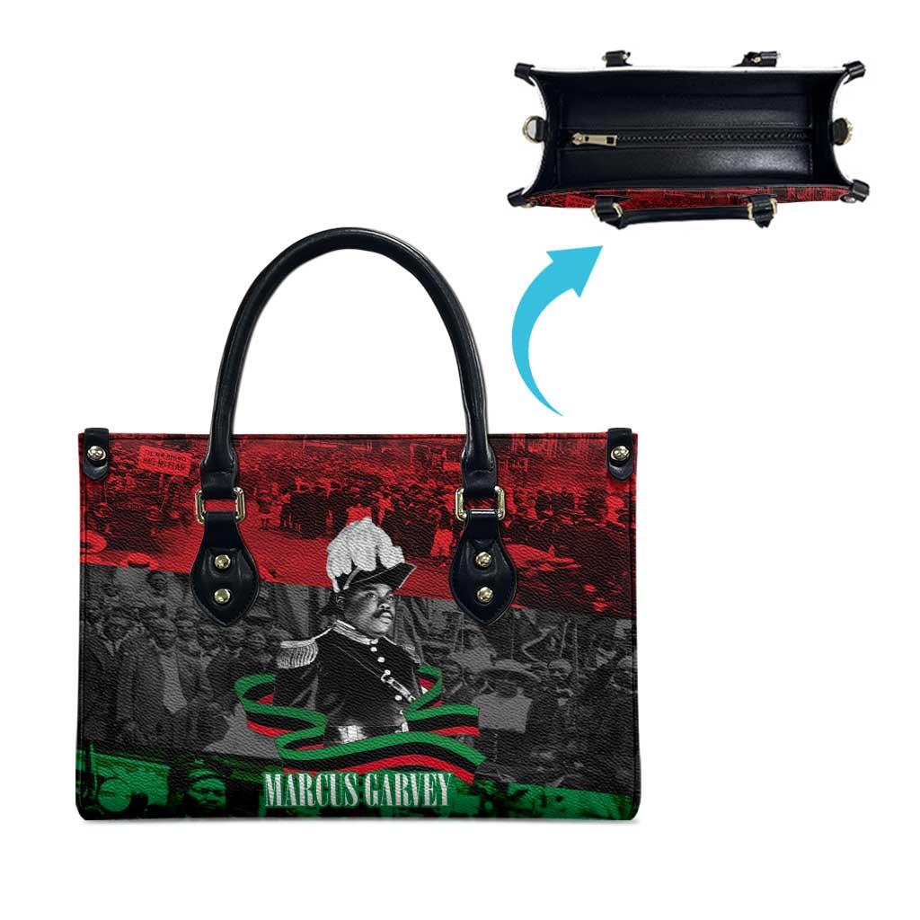 Marcus Garvey Leather Bag Collage Design Progress Is the Attraction Quote Pan African Movement Tribute - African Pride