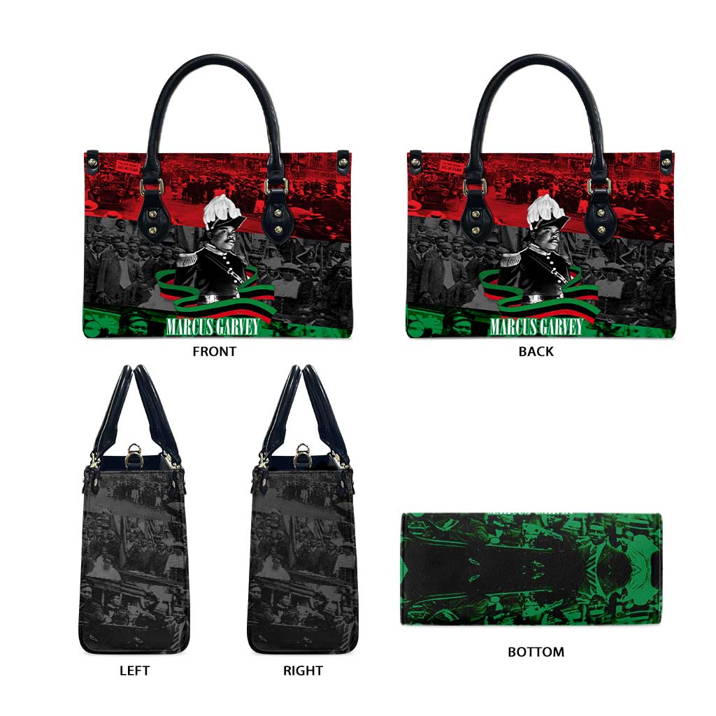 Marcus Garvey Leather Bag Collage Design Progress Is the Attraction Quote Pan African Movement Tribute - African Pride