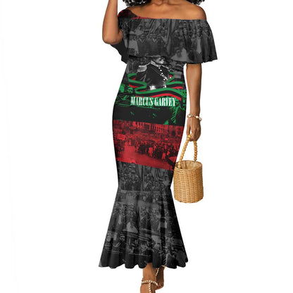 Marcus Garvey Mermaid Dress Collage Design Progress Is the Attraction Quote Pan African Movement Tribute TS04