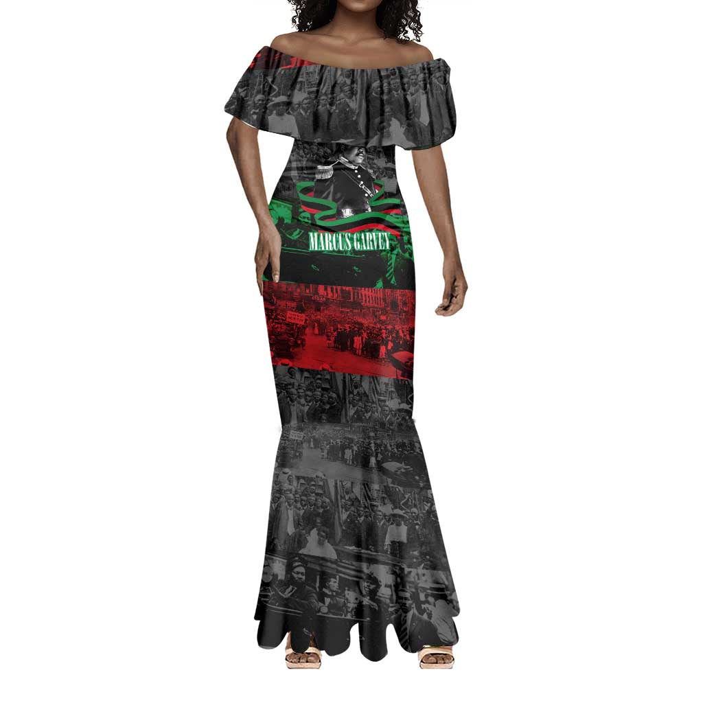 Marcus Garvey Mermaid Dress Collage Design Progress Is the Attraction Quote Pan African Movement Tribute TS04