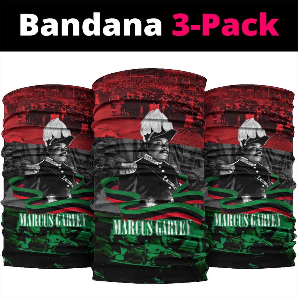 Marcus Garvey Neck Gaiter Collage Design Progress Is the Attraction Quote Pan African Movement Tribute - African Pride