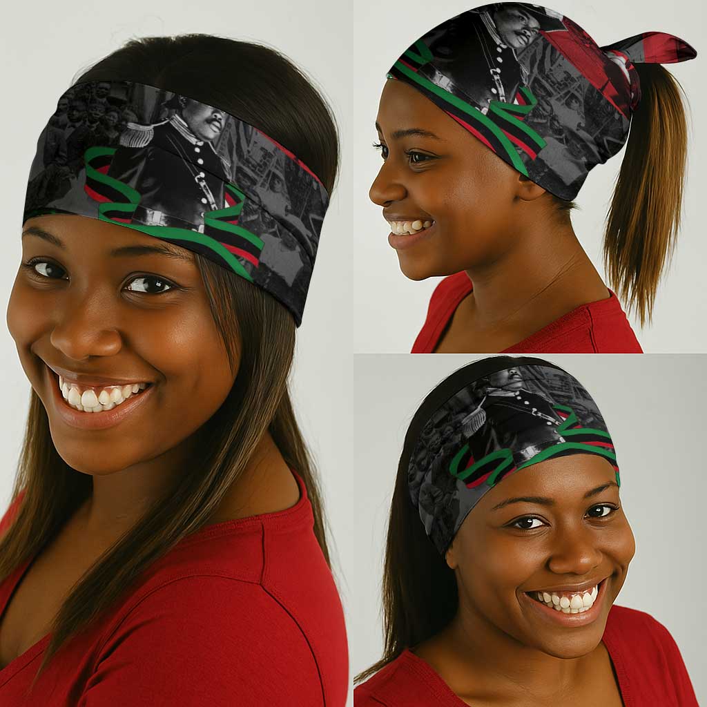 Marcus Garvey Neck Gaiter Collage Design Progress Is the Attraction Quote Pan African Movement Tribute - African Pride