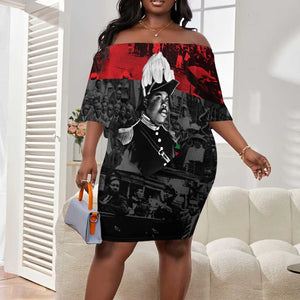 Marcus Garvey Off Shoulder Short Dress Collage Design Progress Is the Attraction Quote Pan African Movement Tribute - African Pride