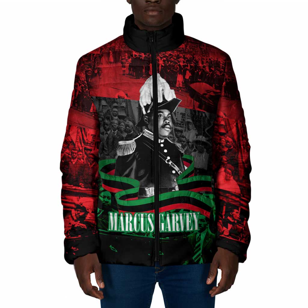 Marcus Garvey Padded Jacket Collage Design Progress Is the Attraction Quote Pan African Movement Tribute - African Pride