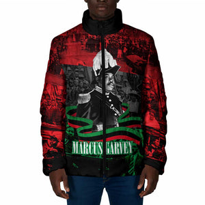 Marcus Garvey Padded Jacket Collage Design Progress Is the Attraction Quote Pan African Movement Tribute - African Pride