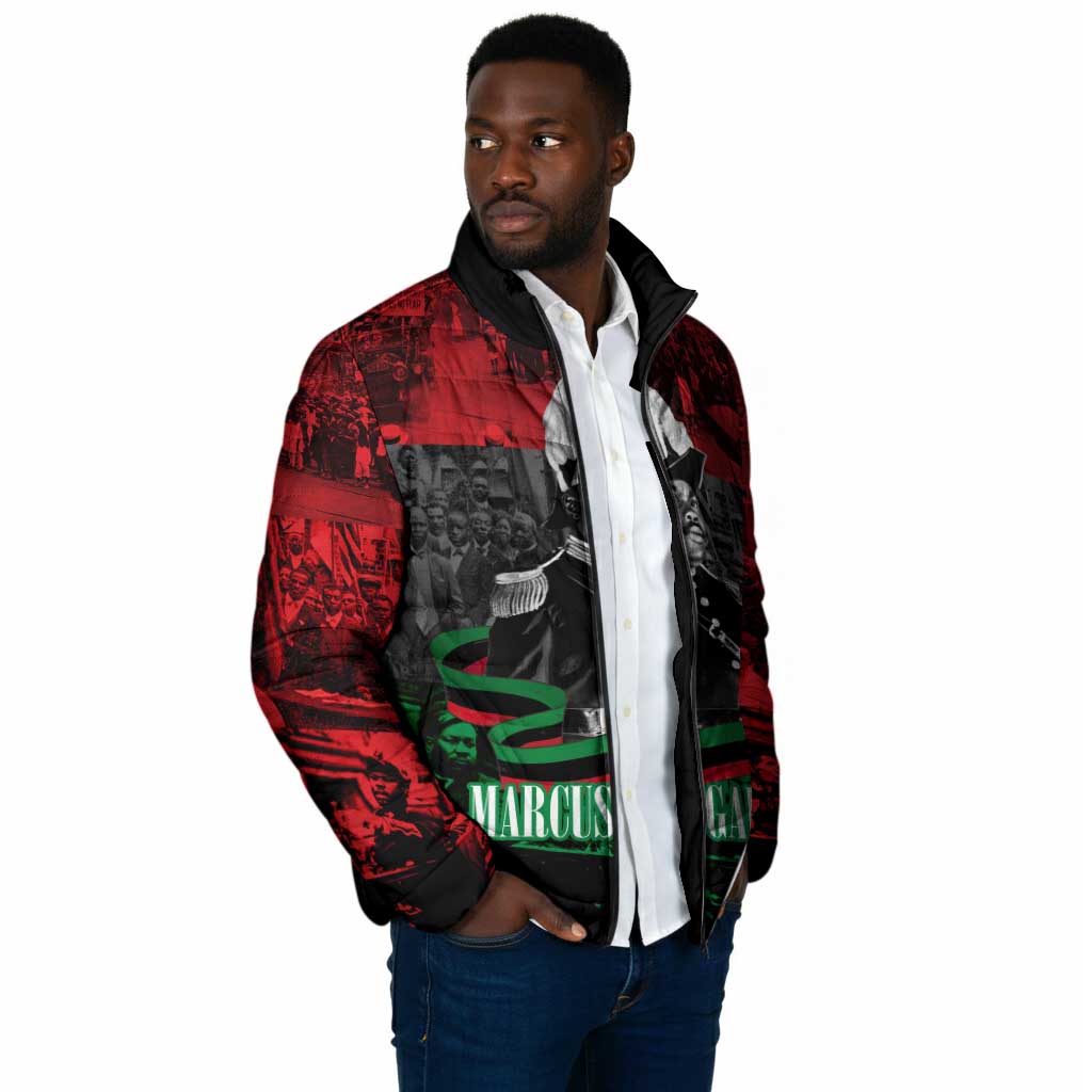 Marcus Garvey Padded Jacket Collage Design Progress Is the Attraction Quote Pan African Movement Tribute - African Pride