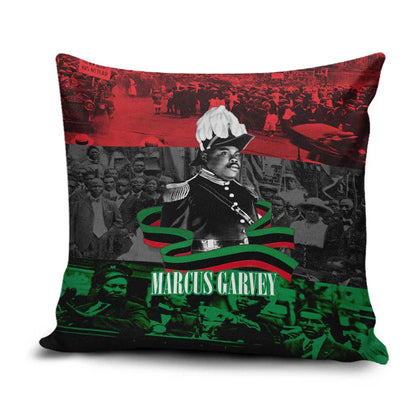 Marcus Garvey Pillow Cover Collage Design Progress Is the Attraction Quote Pan African Movement Tribute - African Pride