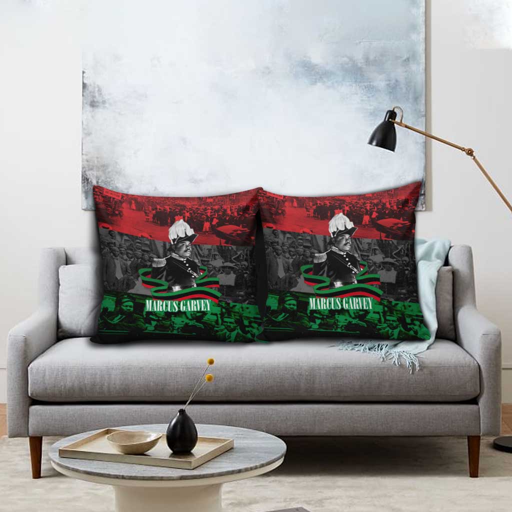 Marcus Garvey Pillow Cover Collage Design Progress Is the Attraction Quote Pan African Movement Tribute - African Pride