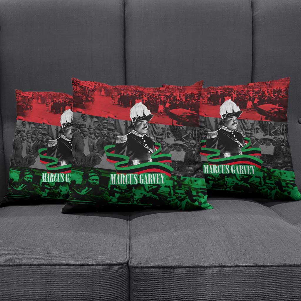 Marcus Garvey Pillow Cover Collage Design Progress Is the Attraction Quote Pan African Movement Tribute - African Pride