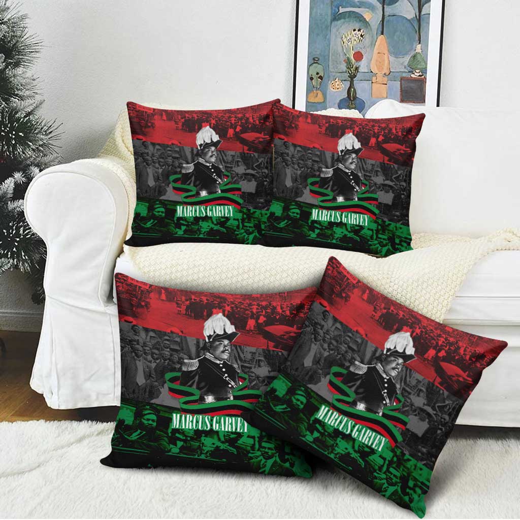 Marcus Garvey Pillow Cover Collage Design Progress Is the Attraction Quote Pan African Movement Tribute - African Pride