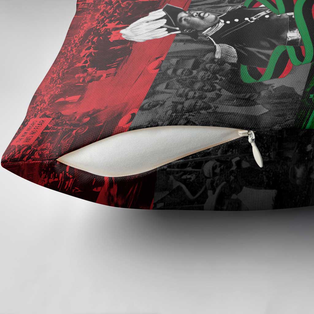 Marcus Garvey Pillow Cover Collage Design Progress Is the Attraction Quote Pan African Movement Tribute - African Pride