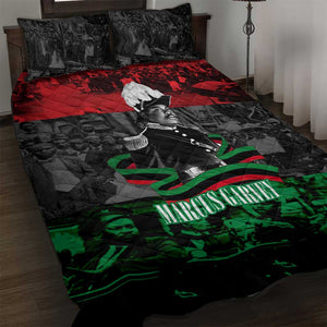 Marcus Garvey Quilt Bed Set Collage Design Progress Is the Attraction Quote Pan African Movement Tribute - African Pride