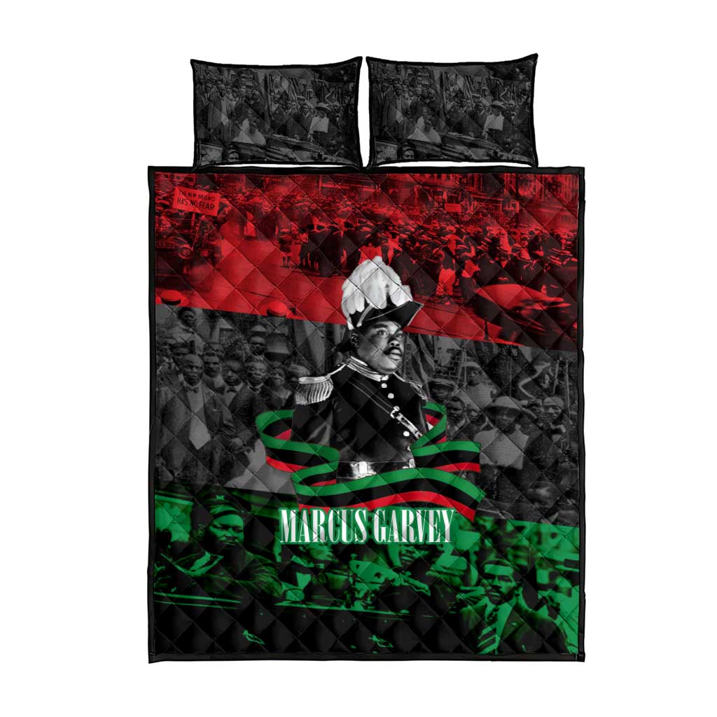 Marcus Garvey Quilt Bed Set Collage Design Progress Is the Attraction Quote Pan African Movement Tribute - African Pride