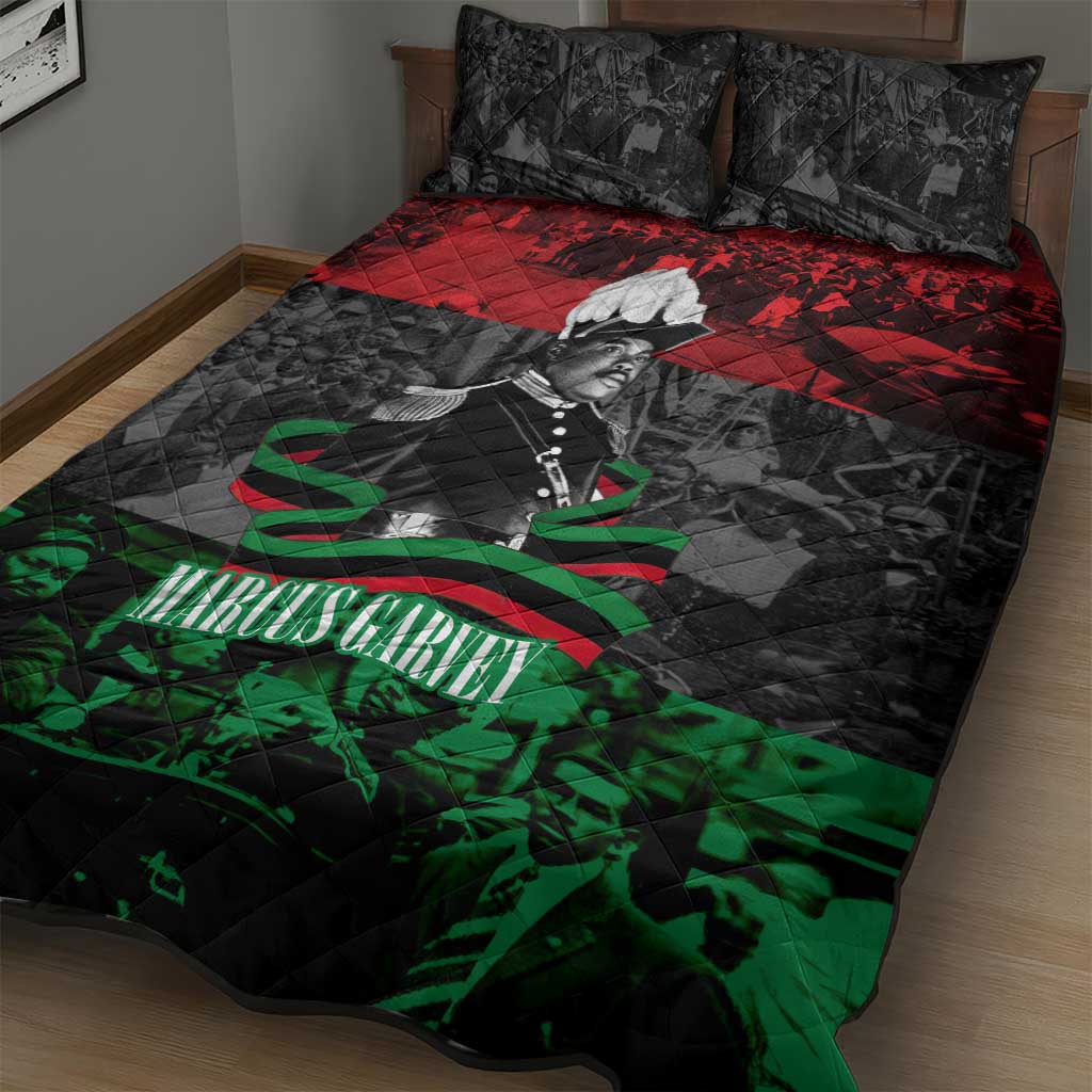 Marcus Garvey Quilt Bed Set Collage Design Progress Is the Attraction Quote Pan African Movement Tribute - African Pride