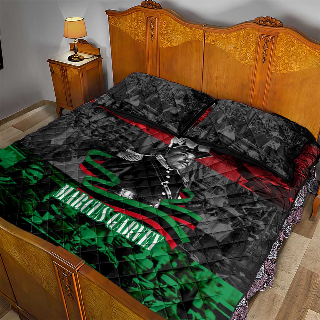 Marcus Garvey Quilt Bed Set Collage Design Progress Is the Attraction Quote Pan African Movement Tribute - African Pride