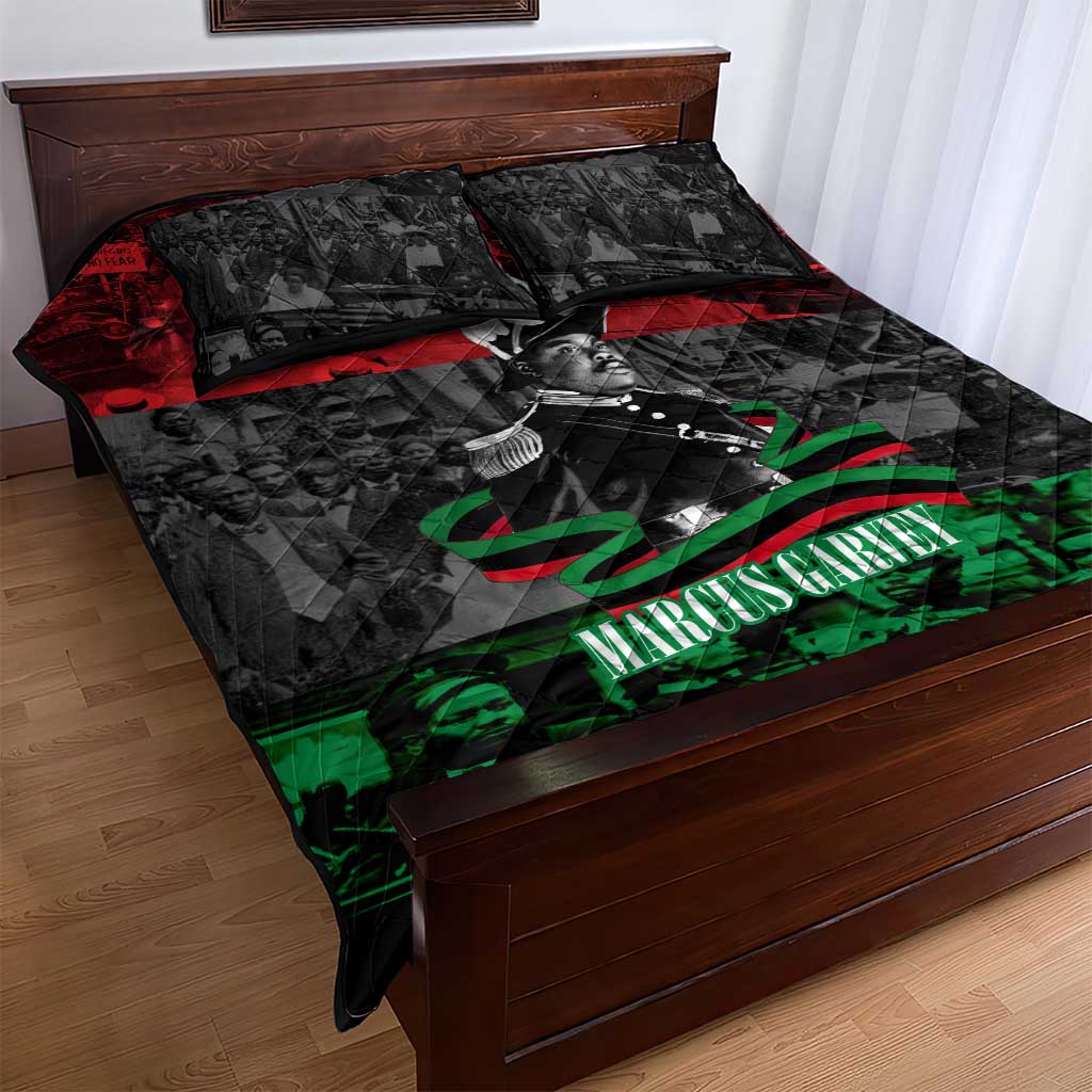 Marcus Garvey Quilt Bed Set Collage Design Progress Is the Attraction Quote Pan African Movement Tribute - African Pride