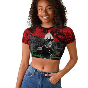 Marcus Garvey Raglan Cropped T shirt Collage Design Progress Is the Attraction Quote Pan African Movement Tribute TS04