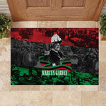 Marcus Garvey Rubber Doormat Collage Design Progress Is the Attraction Quote Pan African Movement Tribute - African Pride
