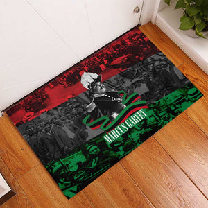 Marcus Garvey Rubber Doormat Collage Design Progress Is the Attraction Quote Pan African Movement Tribute - African Pride