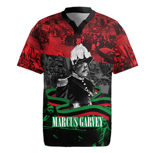 Marcus Garvey Rugby Jersey Collage Design Progress Is the Attraction Quote Pan African Movement Tribute TS04
