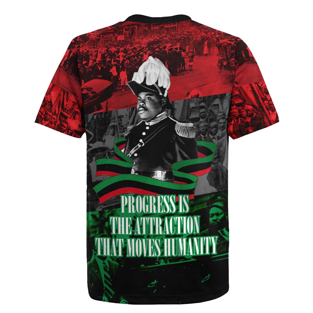 Marcus Garvey Rugby Jersey Collage Design Progress Is the Attraction Quote Pan African Movement Tribute TS04
