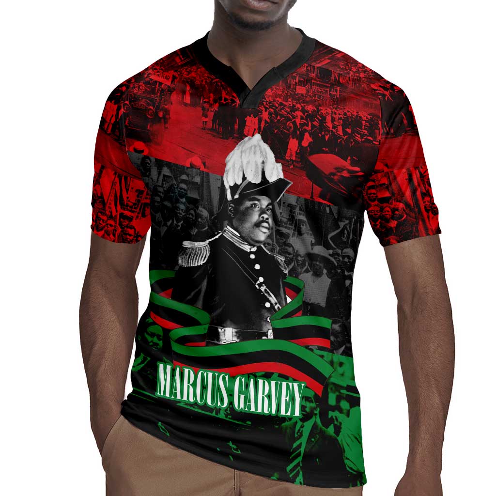 Marcus Garvey Rugby Jersey Collage Design Progress Is the Attraction Quote Pan African Movement Tribute TS04