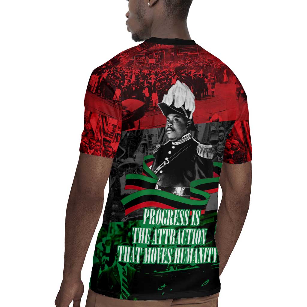 Marcus Garvey Rugby Jersey Collage Design Progress Is the Attraction Quote Pan African Movement Tribute TS04