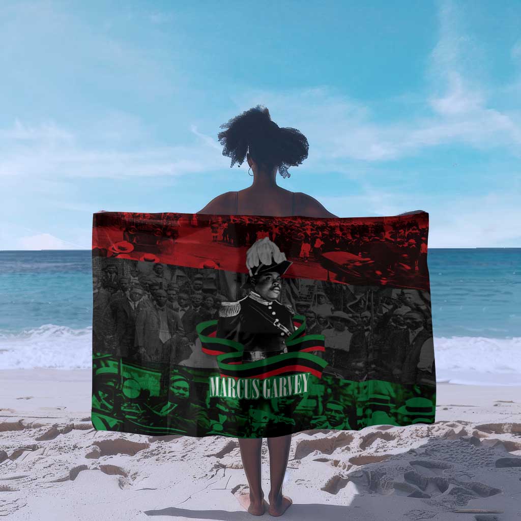 Marcus Garvey Sarong Collage Design Progress Is the Attraction Quote Pan African Movement Tribute - African Pride