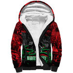 Marcus Garvey Sherpa Hoodie Collage Design Progress Is the Attraction Quote Pan African Movement Tribute - African Pride