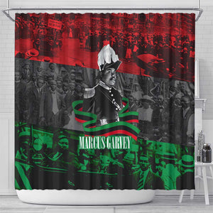 Marcus Garvey Shower Curtain Collage Design Progress Is the Attraction Quote Pan African Movement Tribute - African Pride