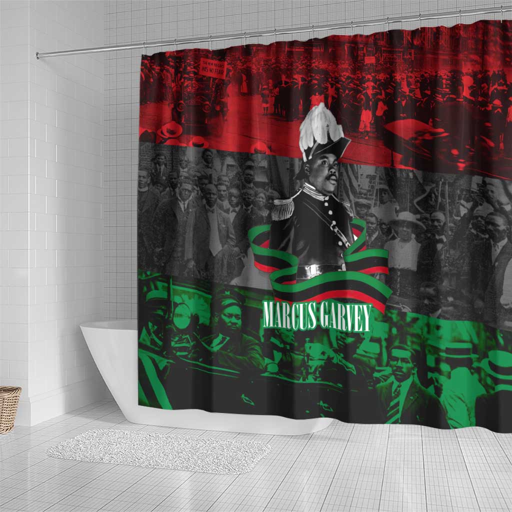 Marcus Garvey Shower Curtain Collage Design Progress Is the Attraction Quote Pan African Movement Tribute - African Pride