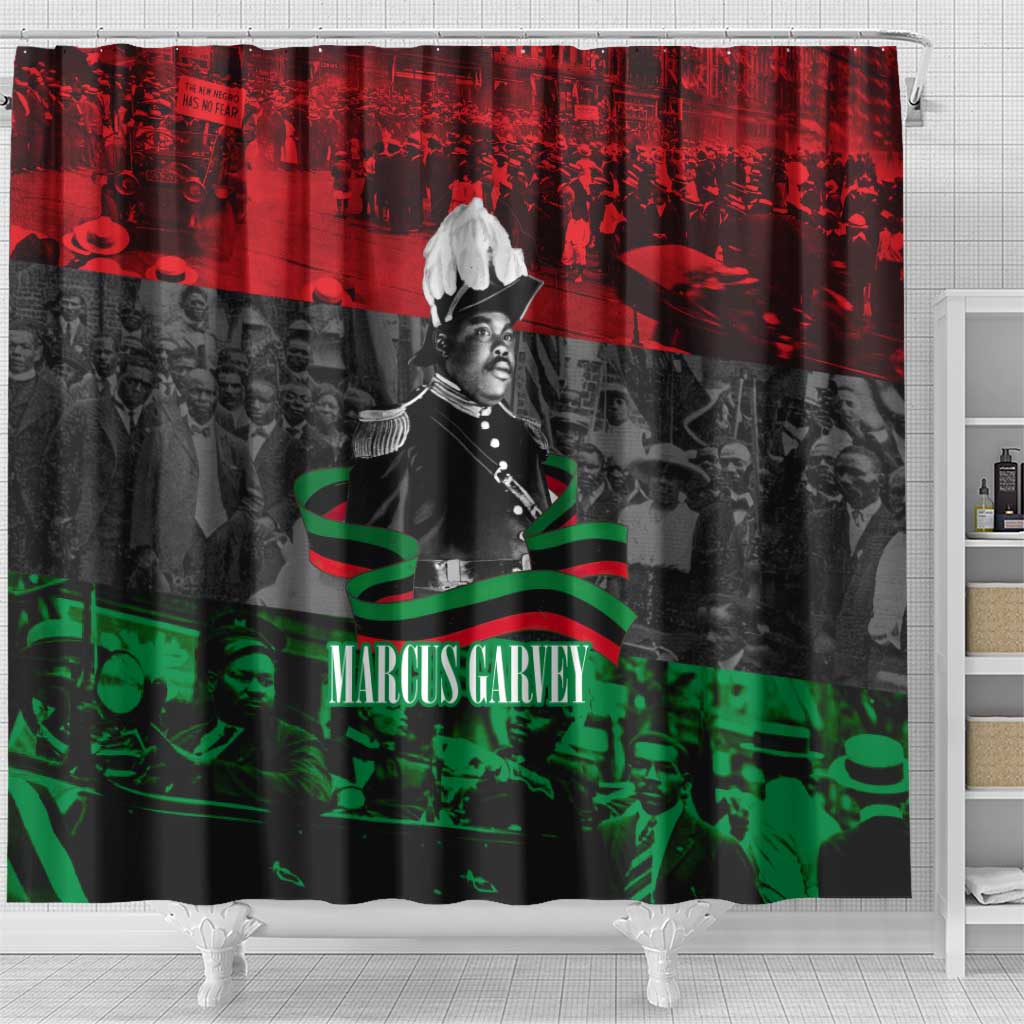 Marcus Garvey Shower Curtain Collage Design Progress Is the Attraction Quote Pan African Movement Tribute - African Pride