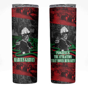 Marcus Garvey Skinny Tumbler Collage Design Progress Is the Attraction Quote Pan African Movement Tribute - African Pride