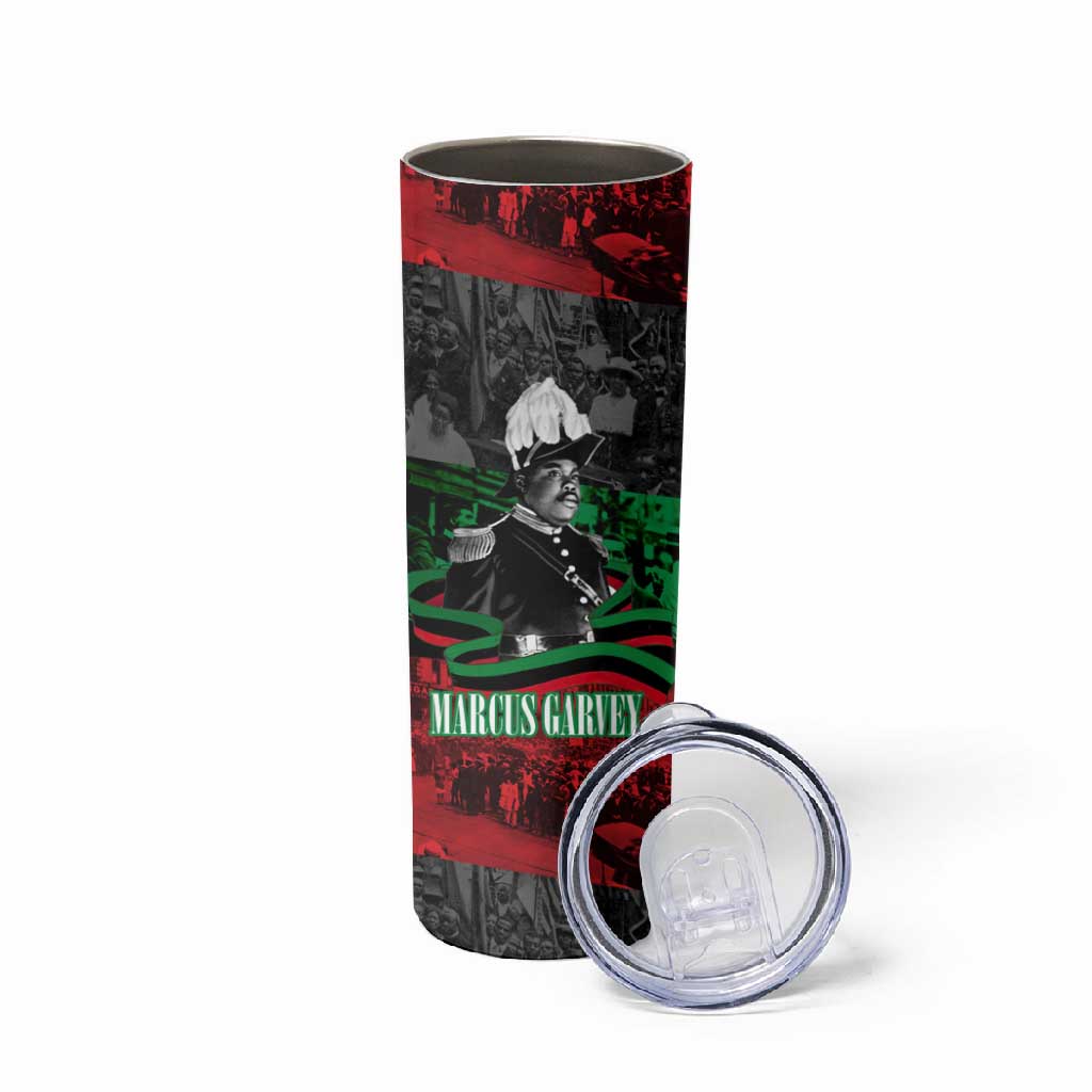 Marcus Garvey Skinny Tumbler Collage Design Progress Is the Attraction Quote Pan African Movement Tribute - African Pride