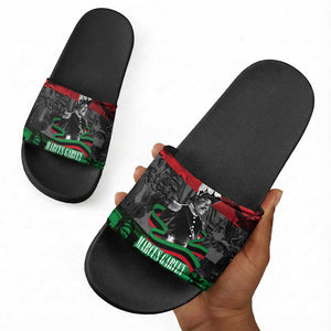 Marcus Garvey Slide Sandals Collage Design Progress Is the Attraction Quote Pan African Movement Tribute - African Pride