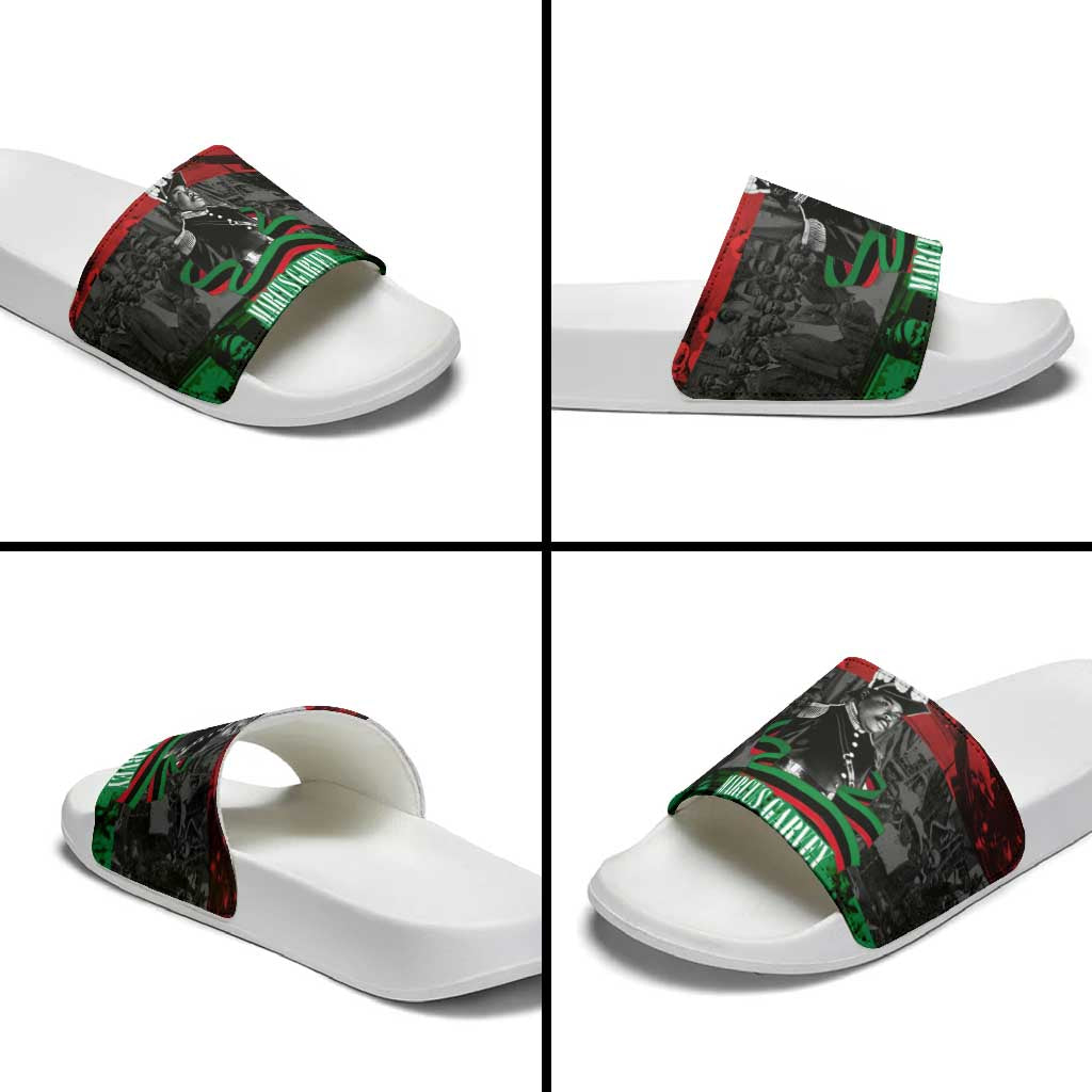 Marcus Garvey Slide Sandals Collage Design Progress Is the Attraction Quote Pan African Movement Tribute - African Pride