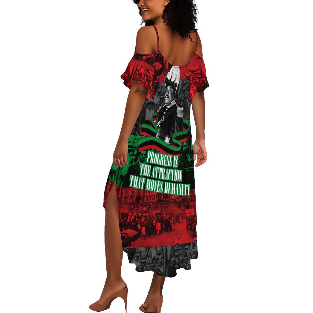 Marcus Garvey Summer Maxi Dress Collage Design Progress Is the Attraction Quote Pan African Movement Tribute TS04