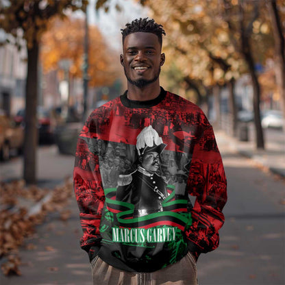 Marcus Garvey Sweatshirt Collage Design Progress Is the Attraction Quote Pan African Movement Tribute - African Pride