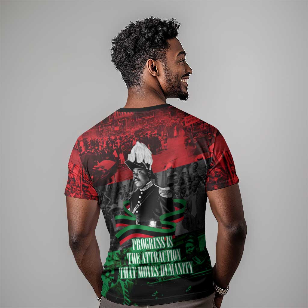 Marcus Garvey T shirt Collage Design Progress Is the Attraction Quote Pan African Movement Tribute TS04