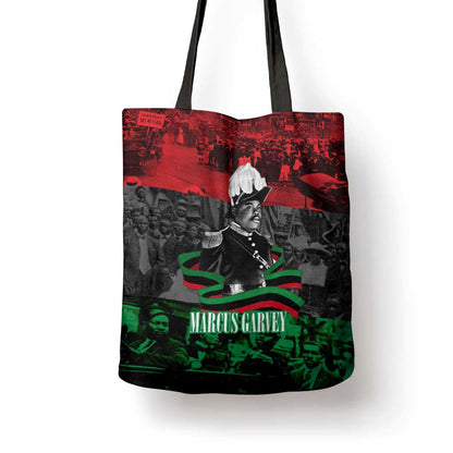 Marcus Garvey Tote Bag Collage Design Progress Is the Attraction Quote Pan African Movement Tribute - African Pride