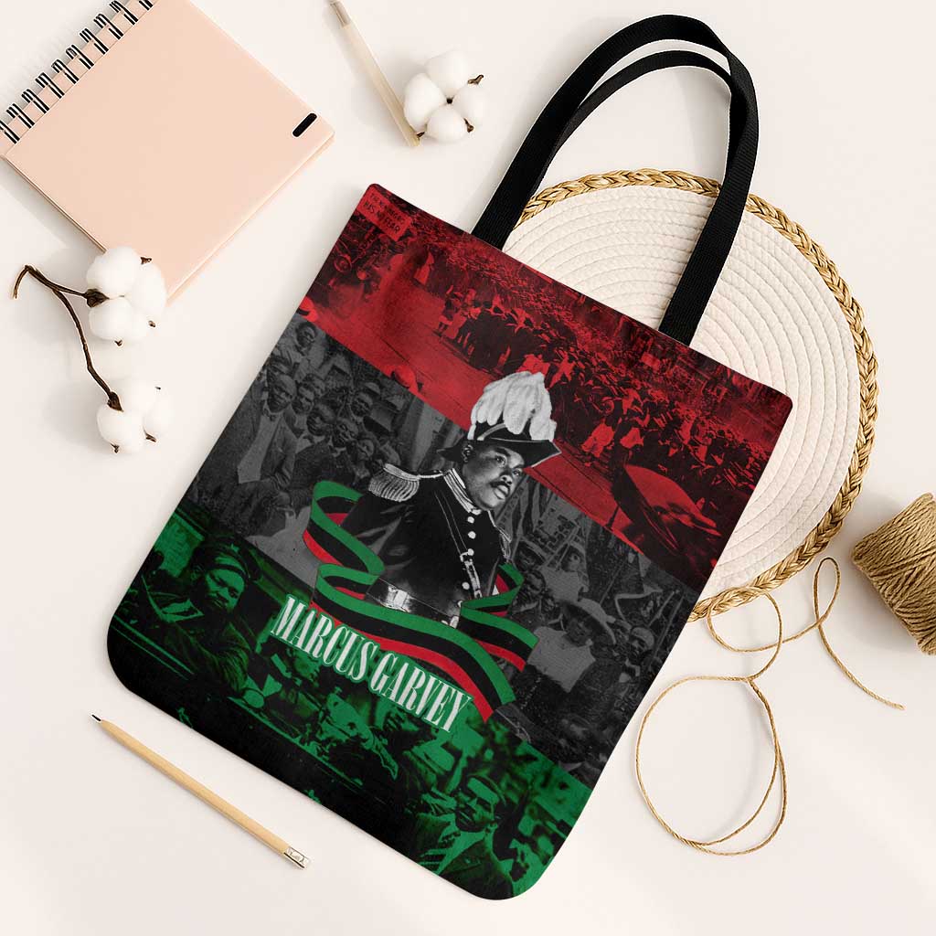 Marcus Garvey Tote Bag Collage Design Progress Is the Attraction Quote Pan African Movement Tribute - African Pride