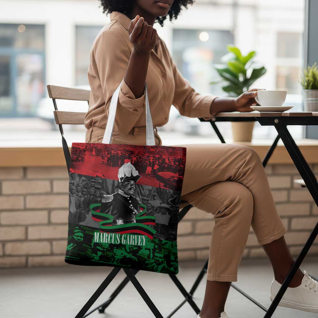 Marcus Garvey Tote Bag Collage Design Progress Is the Attraction Quote Pan African Movement Tribute - African Pride