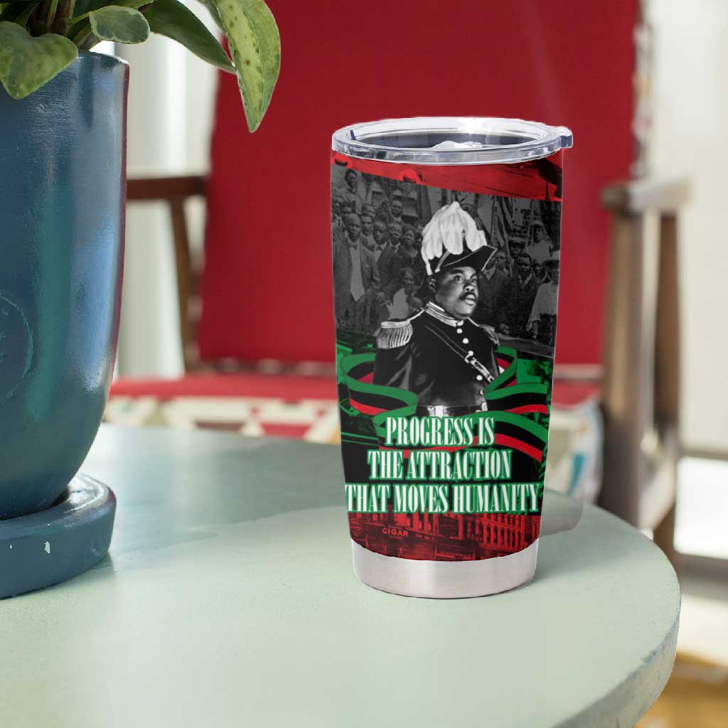 Marcus Garvey Tumbler Cup Collage Design Progress Is the Attraction Quote Pan African Movement Tribute - African Pride