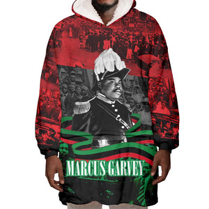 Marcus Garvey Wearable Blanket Hoodie Collage Design Progress Is the Attraction Quote Pan African Movement Tribute - African Pride