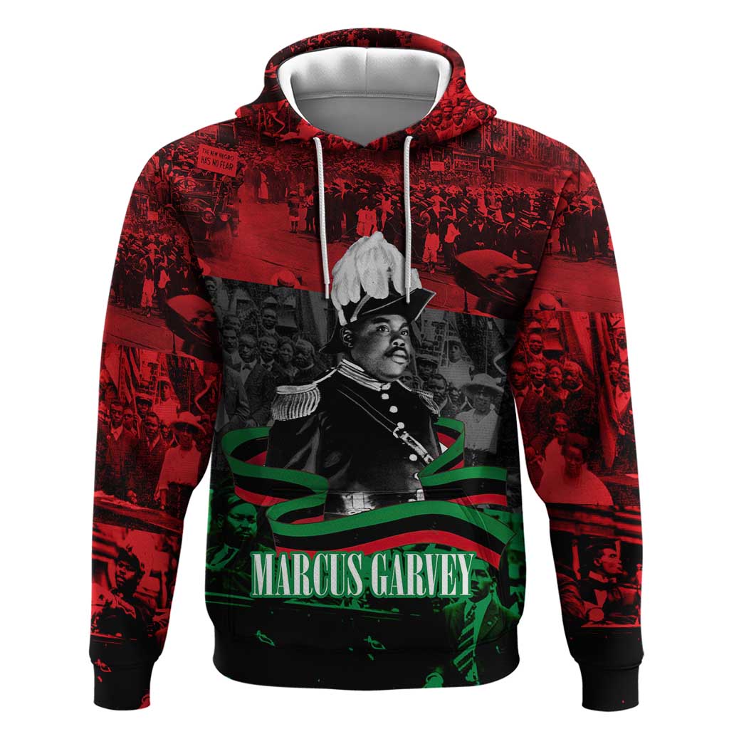 Marcus Garvey Zip Hoodie Collage Design Progress Is the Attraction Quote Pan African Movement Tribute - African Pride